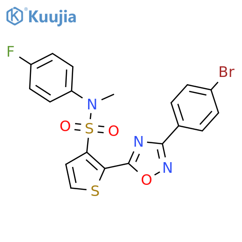2-[3-(4-bromophenyl)-1,2,4-oxadiazol-5-yl]-N-(4-fluorophenyl)-N-methylthiophene-3-sulfonamide structure