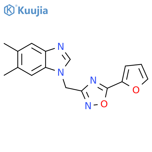 1-{[5-(furan-2-yl)-1,2,4-oxadiazol-3-yl]methyl}-5,6-dimethyl-1H-1,3-benzodiazole structure
