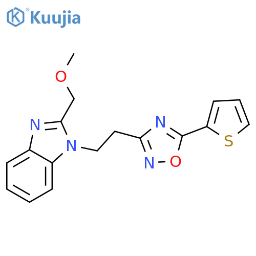 2-(methoxymethyl)-1-{2-[5-(thiophen-2-yl)-1,2,4-oxadiazol-3-yl]ethyl}-1H-1,3-benzodiazole structure