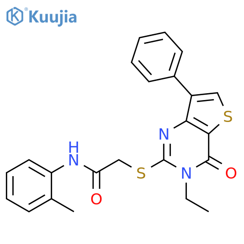2-({3-ethyl-4-oxo-7-phenyl-3H,4H-thieno[3,2-d]pyrimidin-2-yl}sulfanyl)-N-(2-methylphenyl)acetamide structure