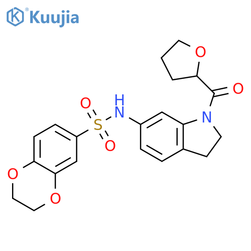 N-[1-(oxolane-2-carbonyl)-2,3-dihydro-1H-indol-6-yl]-2,3-dihydro-1,4-benzodioxine-6-sulfonamide structure