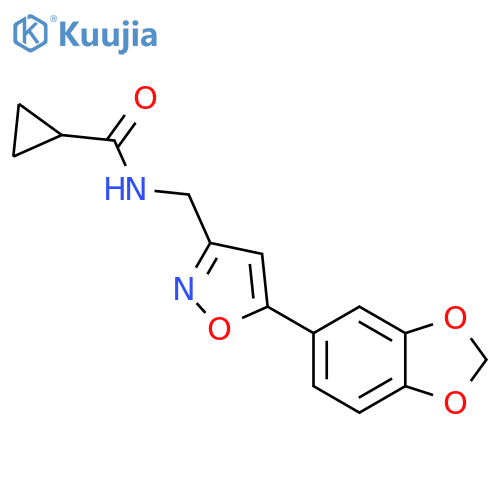 N-{[5-(2H-1,3-benzodioxol-5-yl)-1,2-oxazol-3-yl]methyl}cyclopropanecarboxamide structure