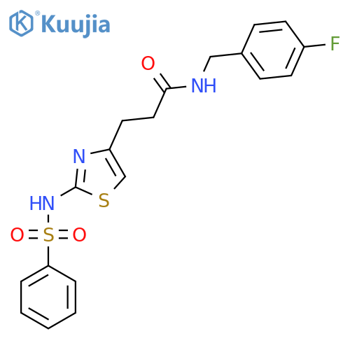 3-(2-benzenesulfonamido-1,3-thiazol-4-yl)-N-[(4-fluorophenyl)methyl]propanamide structure