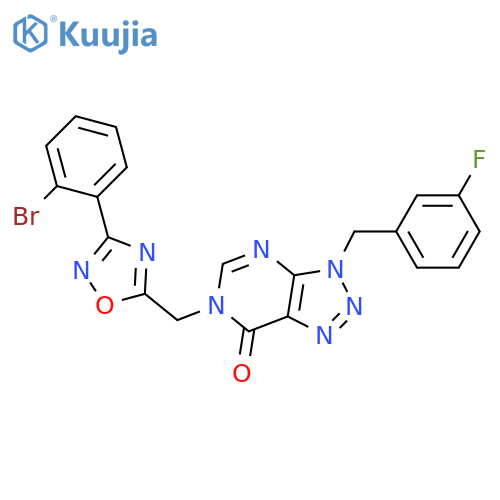 6-{[3-(2-bromophenyl)-1,2,4-oxadiazol-5-yl]methyl}-3-[(3-fluorophenyl)methyl]-3H,6H,7H-[1,2,3]triazolo[4,5-d]pyrimidin-7-one structure