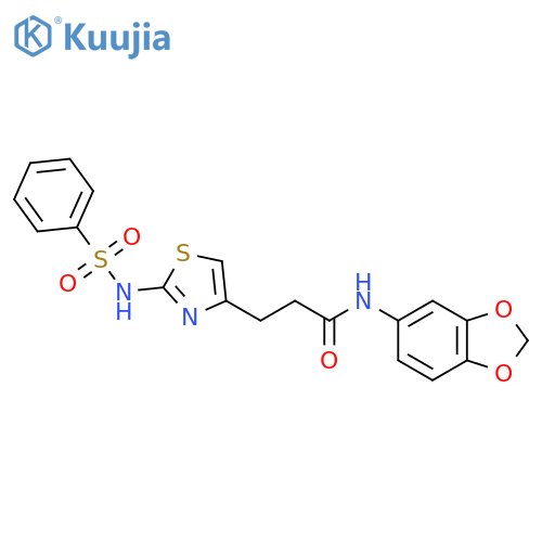 3-(2-benzenesulfonamido-1,3-thiazol-4-yl)-N-(2H-1,3-benzodioxol-5-yl)propanamide structure