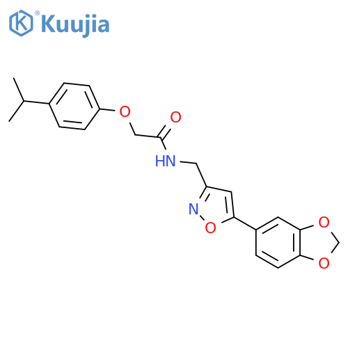 N-{[5-(2H-1,3-benzodioxol-5-yl)-1,2-oxazol-3-yl]methyl}-2-[4-(propan-2-yl)phenoxy]acetamide structure