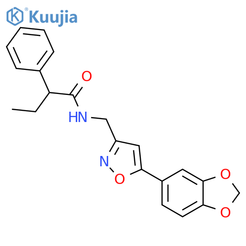 N-{[5-(2H-1,3-benzodioxol-5-yl)-1,2-oxazol-3-yl]methyl}-2-phenylbutanamide structure