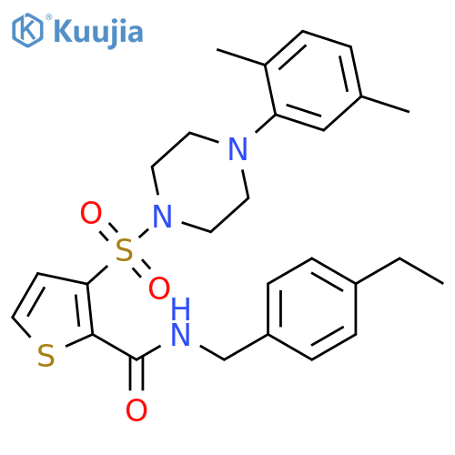 3-{[4-(2,5-dimethylphenyl)piperazin-1-yl]sulfonyl}-N-[(4-ethylphenyl)methyl]thiophene-2-carboxamide structure