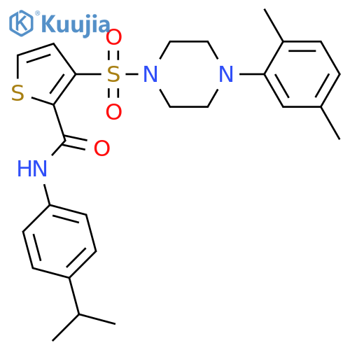 3-{[4-(2,5-dimethylphenyl)piperazin-1-yl]sulfonyl}-N-[4-(propan-2-yl)phenyl]thiophene-2-carboxamide structure