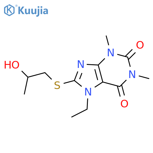 7-ethyl-8-[(2-hydroxypropyl)sulfanyl]-1,3-dimethyl-2,3,6,7-tetrahydro-1H-purine-2,6-dione structure