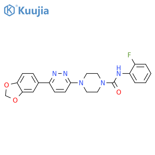 4-[6-(2H-1,3-benzodioxol-5-yl)pyridazin-3-yl]-N-(2-fluorophenyl)piperazine-1-carboxamide structure
