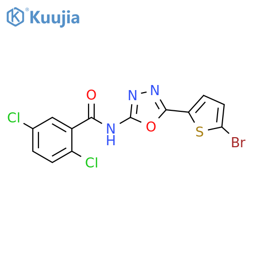 N-[5-(5-bromothiophen-2-yl)-1,3,4-oxadiazol-2-yl]-2,5-dichlorobenzamide structure