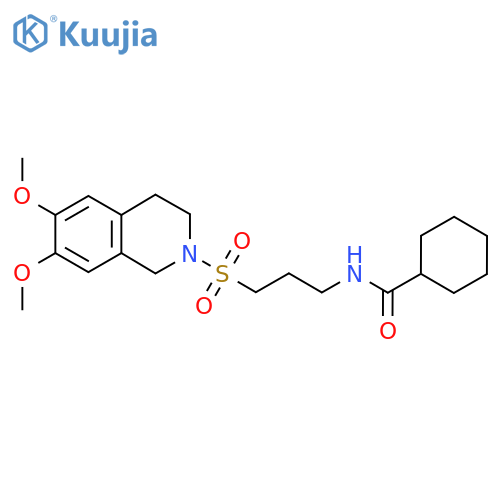 N-{3-[(6,7-dimethoxy-1,2,3,4-tetrahydroisoquinolin-2-yl)sulfonyl]propyl}cyclohexanecarboxamide structure