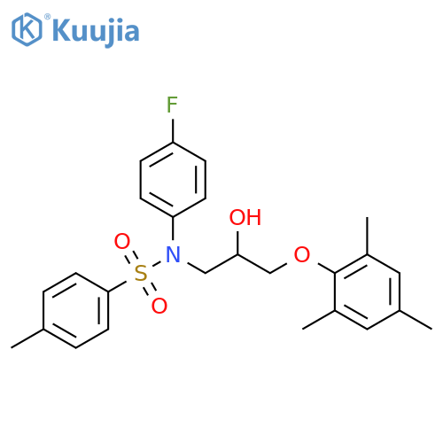 N-(4-fluorophenyl)-N-[2-hydroxy-3-(2,4,6-trimethylphenoxy)propyl]-4-methylbenzene-1-sulfonamide structure