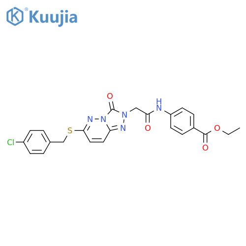 ethyl 4-[2-(6-{[(4-chlorophenyl)methyl]sulfanyl}-3-oxo-2H,3H-[1,2,4]triazolo[4,3-b]pyridazin-2-yl)acetamido]benzoate structure