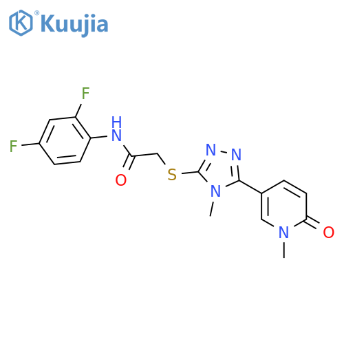 N-(2,4-difluorophenyl)-2-{[4-methyl-5-(1-methyl-6-oxo-1,6-dihydropyridin-3-yl)-4H-1,2,4-triazol-3-yl]sulfanyl}acetamide structure
