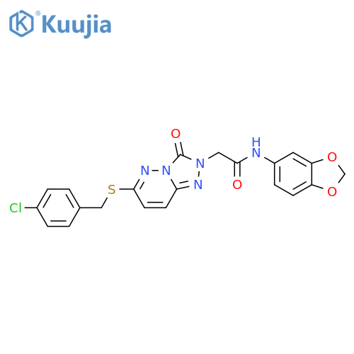 N-(2H-1,3-benzodioxol-5-yl)-2-(6-{[(4-chlorophenyl)methyl]sulfanyl}-3-oxo-2H,3H-[1,2,4]triazolo[4,3-b]pyridazin-2-yl)acetamide structure