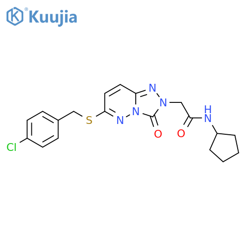 2-(6-{[(4-chlorophenyl)methyl]sulfanyl}-3-oxo-2H,3H-[1,2,4]triazolo[4,3-b]pyridazin-2-yl)-N-cyclopentylacetamide structure