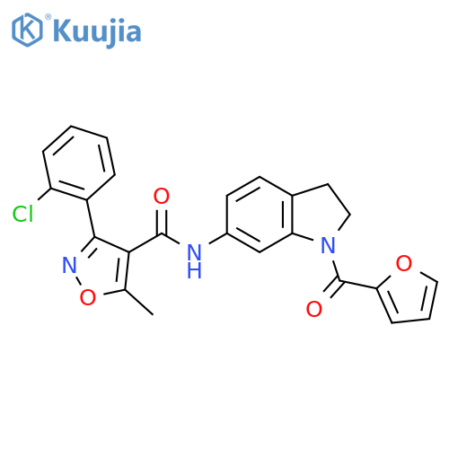 3-(2-chlorophenyl)-N-[1-(furan-2-carbonyl)-2,3-dihydro-1H-indol-6-yl]-5-methyl-1,2-oxazole-4-carboxamide structure