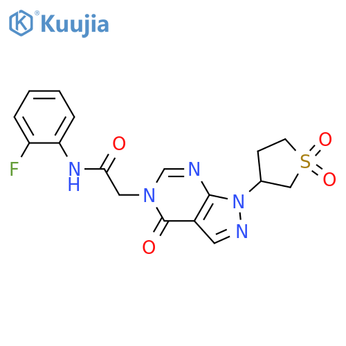 2-[1-(1,1-dioxo-1lambda6-thiolan-3-yl)-4-oxo-1H,4H,5H-pyrazolo[3,4-d]pyrimidin-5-yl]-N-(2-fluorophenyl)acetamide structure