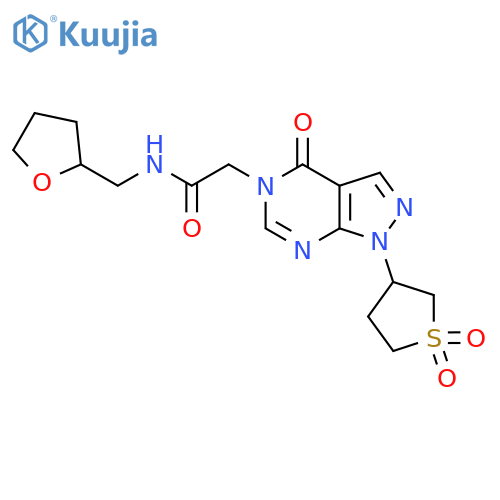 2-[1-(1,1-dioxo-1lambda6-thiolan-3-yl)-4-oxo-1H,4H,5H-pyrazolo[3,4-d]pyrimidin-5-yl]-N-[(oxolan-2-yl)methyl]acetamide structure