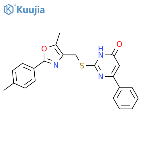 2-({[5-methyl-2-(4-methylphenyl)-1,3-oxazol-4-yl]methyl}sulfanyl)-6-phenylpyrimidin-4-ol structure