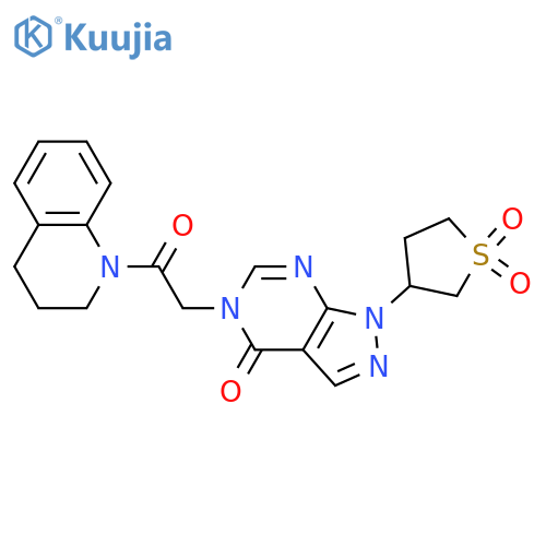 3-{4-oxo-5-[2-oxo-2-(1,2,3,4-tetrahydroquinolin-1-yl)ethyl]-1H,4H,5H-pyrazolo[3,4-d]pyrimidin-1-yl}-1lambda6-thiolane-1,1-dione structure