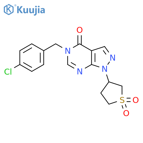 3-{5-[(4-chlorophenyl)methyl]-4-oxo-1H,4H,5H-pyrazolo[3,4-d]pyrimidin-1-yl}-1lambda6-thiolane-1,1-dione structure