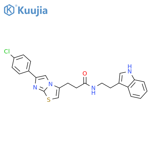 3-[6-(4-chlorophenyl)imidazo[2,1-b][1,3]thiazol-3-yl]-N-[2-(1H-indol-3-yl)ethyl]propanamide structure
