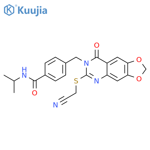 4-({6-[(cyanomethyl)sulfanyl]-8-oxo-2H,7H,8H-[1,3]dioxolo[4,5-g]quinazolin-7-yl}methyl)-N-(propan-2-yl)benzamide structure