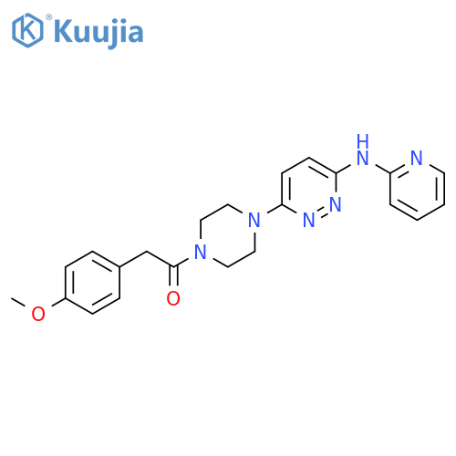 2-(4-methoxyphenyl)-1-(4-{6-[(pyridin-2-yl)amino]pyridazin-3-yl}piperazin-1-yl)ethan-1-one structure