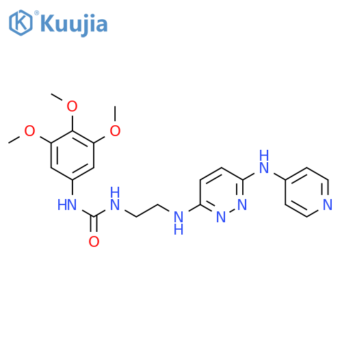 1-[2-({6-[(pyridin-4-yl)amino]pyridazin-3-yl}amino)ethyl]-3-(3,4,5-trimethoxyphenyl)urea structure