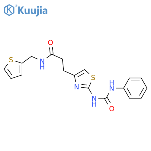 3-{2-[(phenylcarbamoyl)amino]-1,3-thiazol-4-yl}-N-[(thiophen-2-yl)methyl]propanamide structure