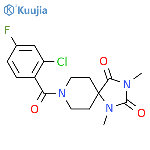 8-(2-chloro-4-fluorobenzoyl)-1,3-dimethyl-1,3,8-triazaspiro[4.5]decane-2,4-dione structure