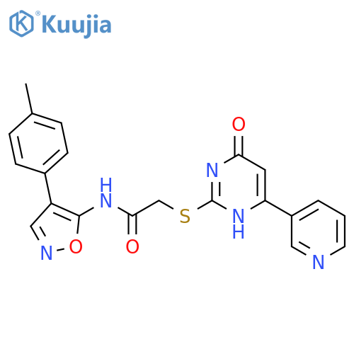 N-[4-(4-methylphenyl)-1,2-oxazol-5-yl]-2-{[6-oxo-4-(pyridin-3-yl)-1,6-dihydropyrimidin-2-yl]sulfanyl}acetamide structure