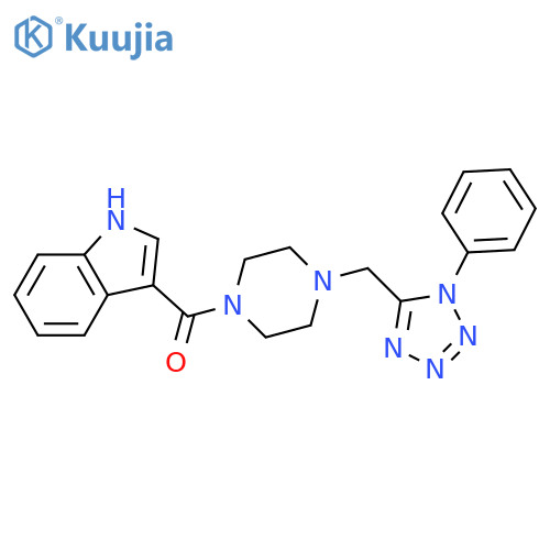 3-{4-[(1-phenyl-1H-1,2,3,4-tetrazol-5-yl)methyl]piperazine-1-carbonyl}-1H-indole structure