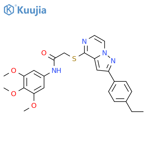 2-{[2-(4-ethylphenyl)pyrazolo[1,5-a]pyrazin-4-yl]sulfanyl}-N-(3,4,5-trimethoxyphenyl)acetamide structure
