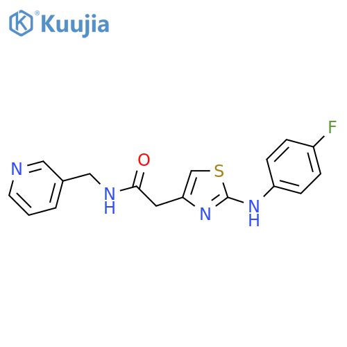 2-{2-[(4-fluorophenyl)amino]-1,3-thiazol-4-yl}-N-[(pyridin-3-yl)methyl]acetamide structure