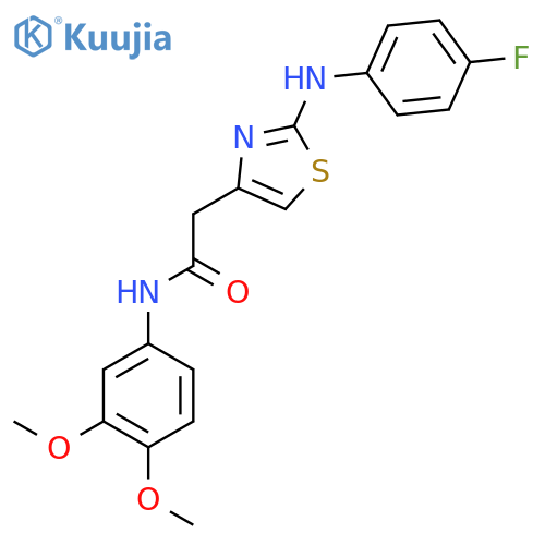 N-(3,4-dimethoxyphenyl)-2-{2-[(4-fluorophenyl)amino]-1,3-thiazol-4-yl}acetamide structure