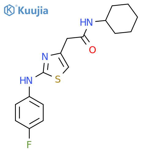 N-cyclohexyl-2-{2-[(4-fluorophenyl)amino]-1,3-thiazol-4-yl}acetamide structure