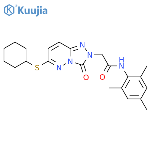 2-[6-(cyclohexylsulfanyl)-3-oxo-2H,3H-[1,2,4]triazolo[4,3-b]pyridazin-2-yl]-N-(2,4,6-trimethylphenyl)acetamide structure