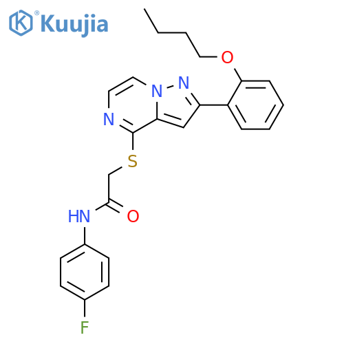 2-{[2-(2-butoxyphenyl)pyrazolo[1,5-a]pyrazin-4-yl]sulfanyl}-N-(4-fluorophenyl)acetamide structure
