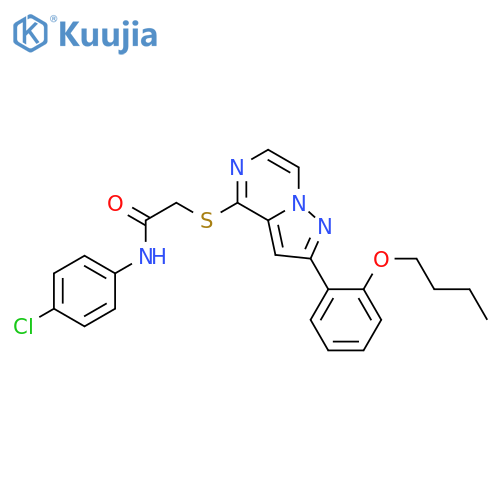 2-{[2-(2-butoxyphenyl)pyrazolo[1,5-a]pyrazin-4-yl]sulfanyl}-N-(4-chlorophenyl)acetamide structure