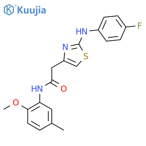 2-{2-[(4-fluorophenyl)amino]-1,3-thiazol-4-yl}-N-(2-methoxy-5-methylphenyl)acetamide structure