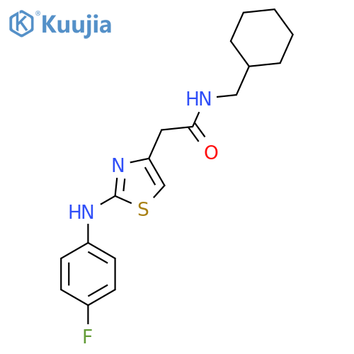 N-(cyclohexylmethyl)-2-{2-[(4-fluorophenyl)amino]-1,3-thiazol-4-yl}acetamide structure