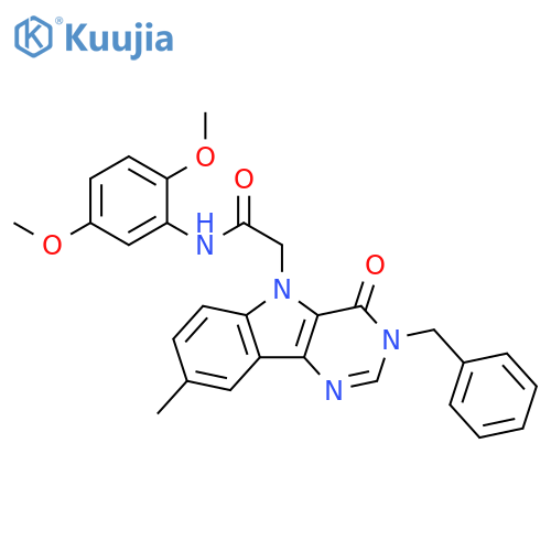 2-{3-benzyl-8-methyl-4-oxo-3H,4H,5H-pyrimido[5,4-b]indol-5-yl}-N-(2,5-dimethoxyphenyl)acetamide structure