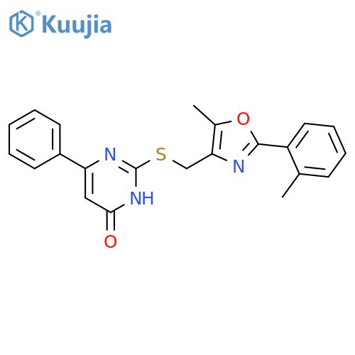 2-({[5-methyl-2-(2-methylphenyl)-1,3-oxazol-4-yl]methyl}sulfanyl)-6-phenylpyrimidin-4-ol structure