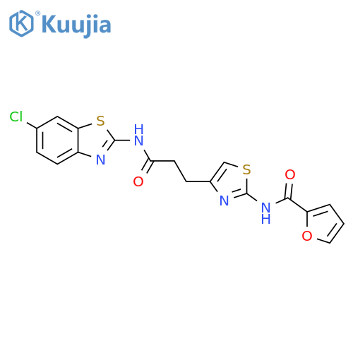 N-(4-{2-[(6-chloro-1,3-benzothiazol-2-yl)carbamoyl]ethyl}-1,3-thiazol-2-yl)furan-2-carboxamide structure