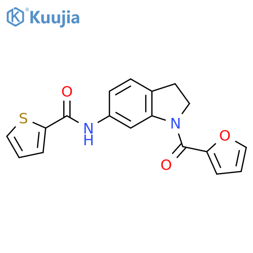 N-[1-(furan-2-carbonyl)-2,3-dihydro-1H-indol-6-yl]thiophene-2-carboxamide structure