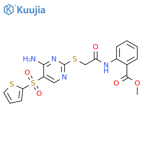 methyl 2-(2-{[4-amino-5-(thiophene-2-sulfonyl)pyrimidin-2-yl]sulfanyl}acetamido)benzoate structure